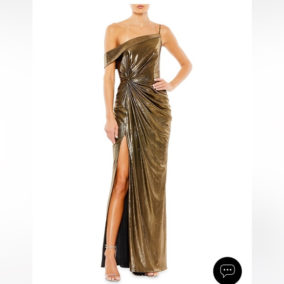 Mac Duggal Metallic Wrap Gown - Picture 1 of 5